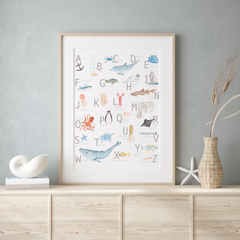Under the Sea Alphabet Poster Gender Neutral Wall Art Kids - Etsy