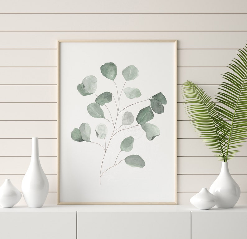 Eucalyptus Wall Art Eucalyptus Art Print Minimalist Green Etsy
