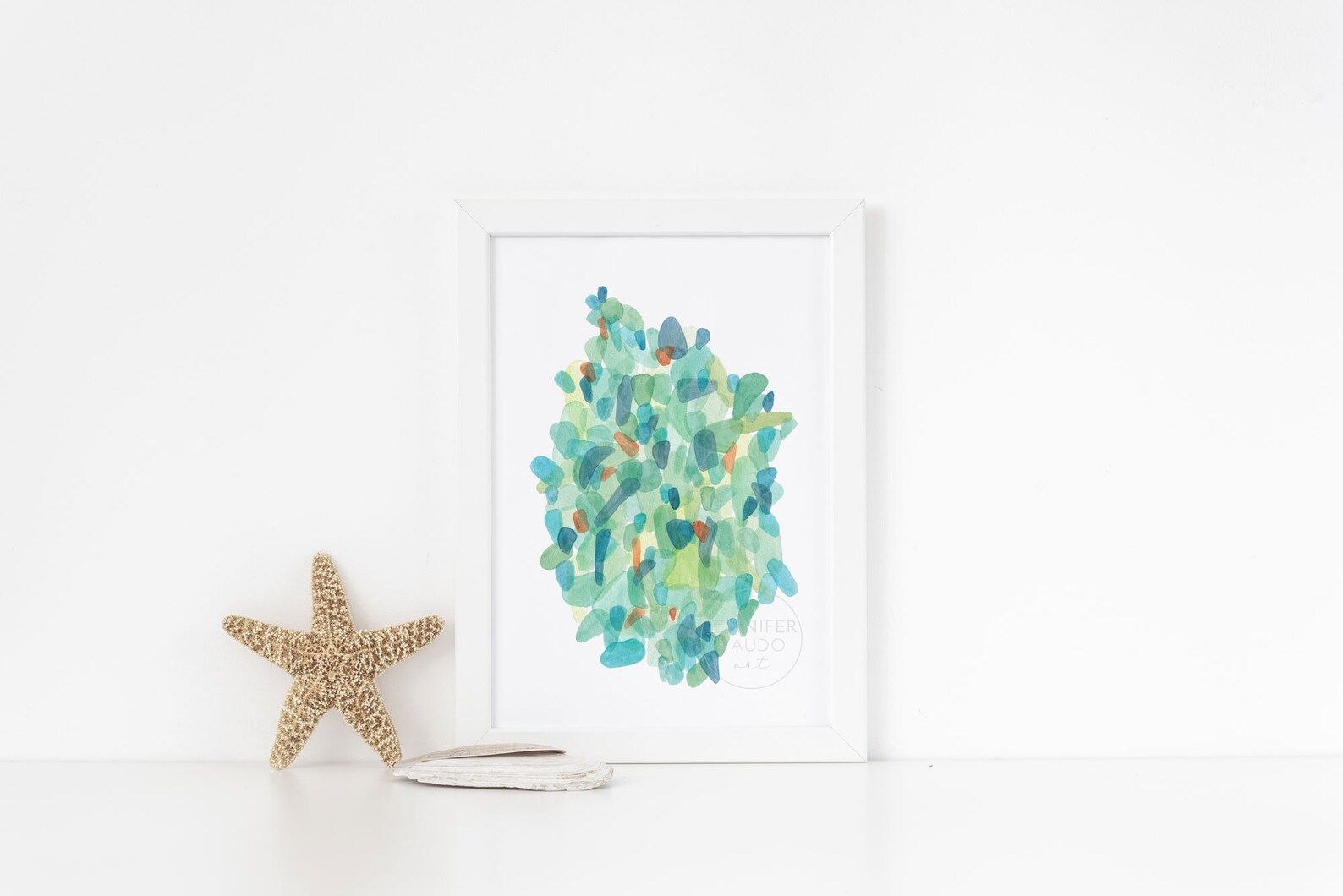 Sea Glass Wall Decor Sea Glass Wall Art Abstract Watercolor Etsy