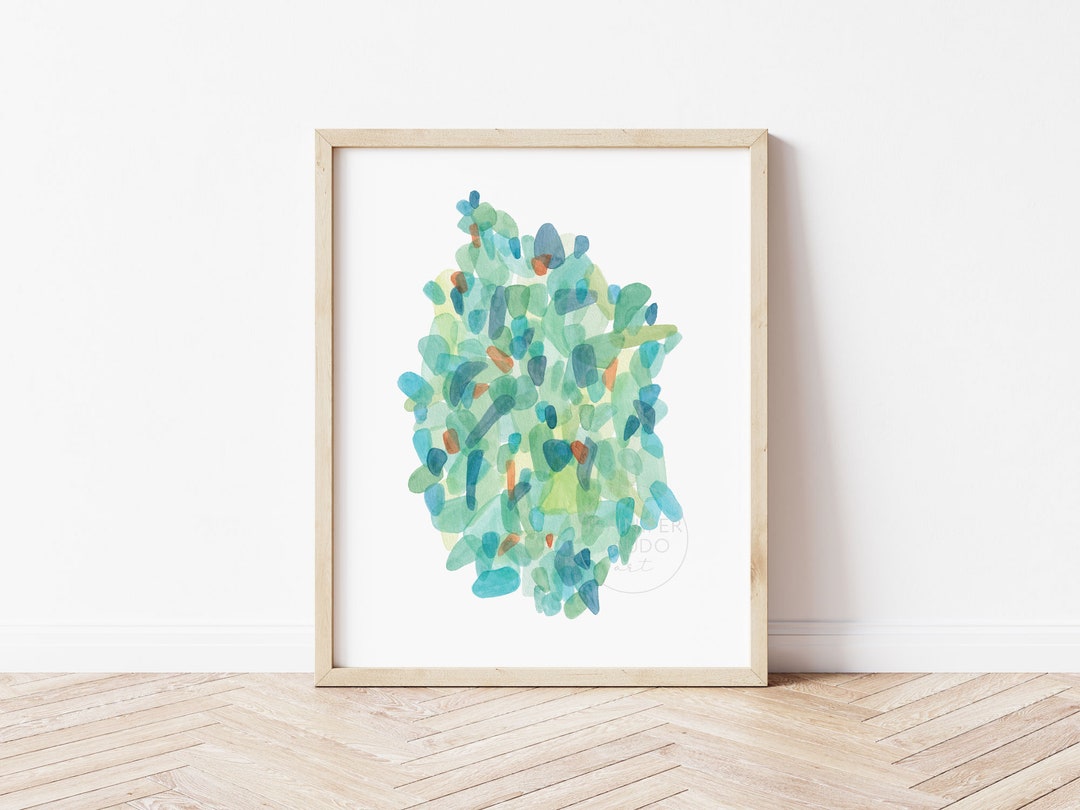 Sea Glass Wall Decor, Sea Glass Wall Art, Abstract Watercolor Print