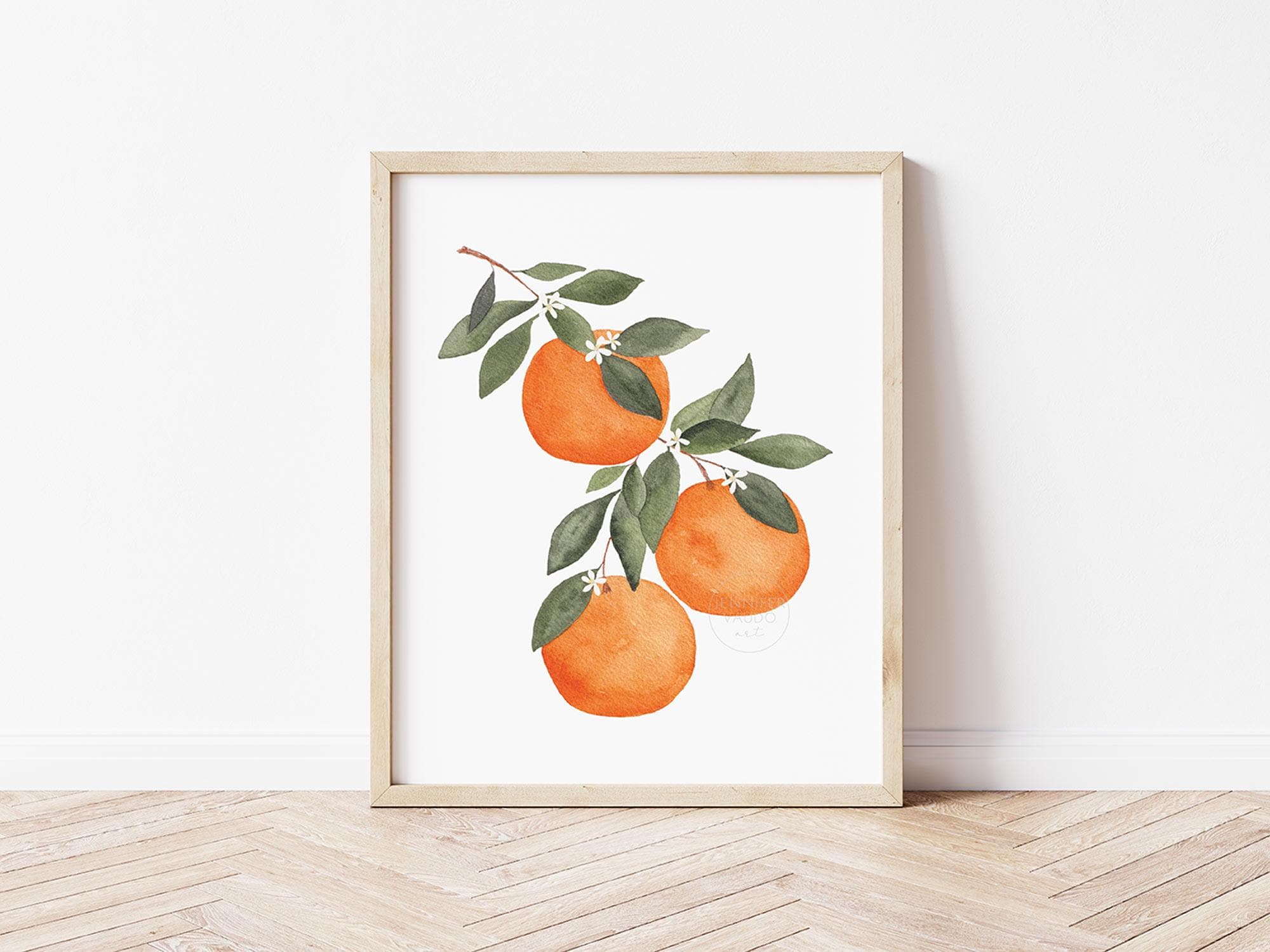 Orange Watercolor Art Print: Citrus Kitchen Wall Decor