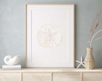 Sand Dollar Watercolor Print | Neutral Coastal Wall Art | Nautical Decor | Ocean Inspired
