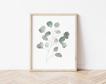 Eucalyptus Wall Art, Eucalyptus Art Print, Minimalist, Green