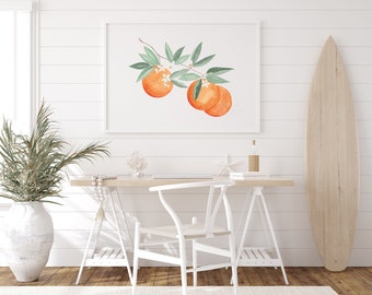 Oranges Wall Decor, Watercolor Oranges Wall Art, Citrus Wall Decor, Kitchen Art, Hand-painted, watercolor Print, Tropical Decor, Beach House