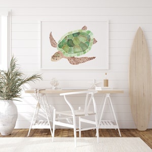 Turtle Wall Art, Sea Turtle Watercolor Print, Sea Turtle Art, Ocean Decor, Coastal Decor, Nautical Decor, Modern image 3