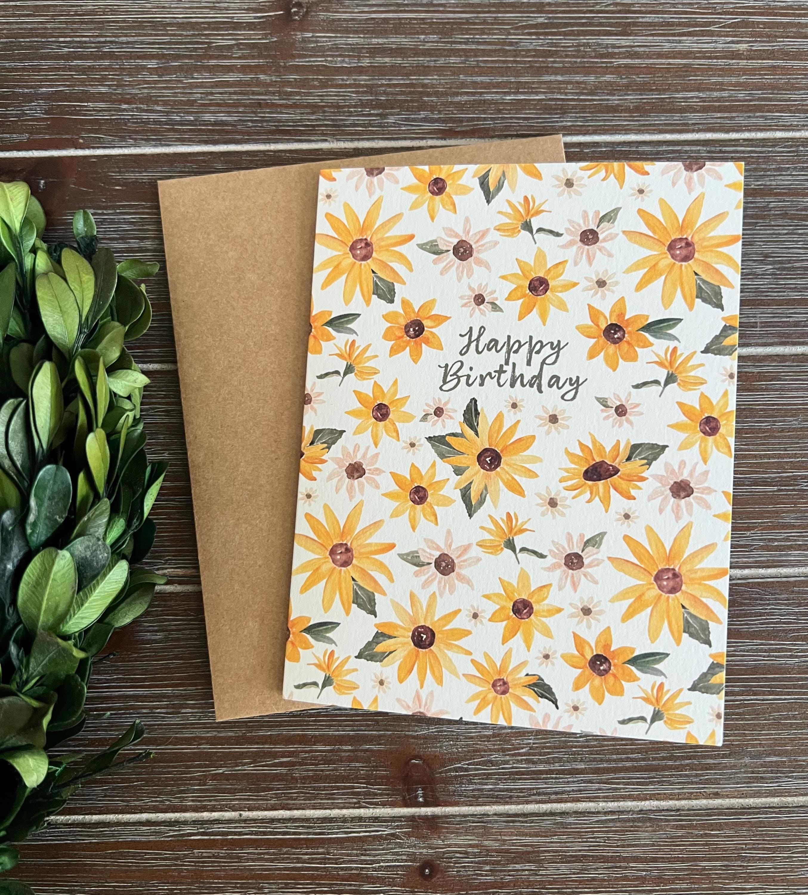 Sunflower Birthday Card | Gardener | Blank Inside | Florals | for Her ...