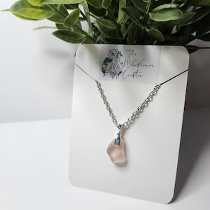 Genuine Sea Glass Necklace, 22 inches, Stirling Silver, Rare Pink Seaglass, Handmade, Unique Gift