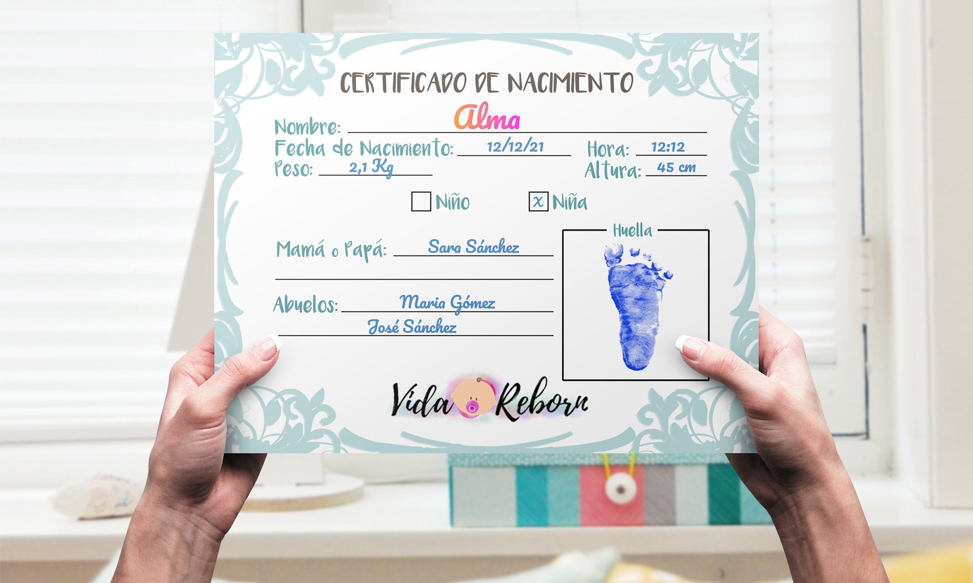 Certificado de Nacimiento Bebé Reborn para Imprimir en Español ...