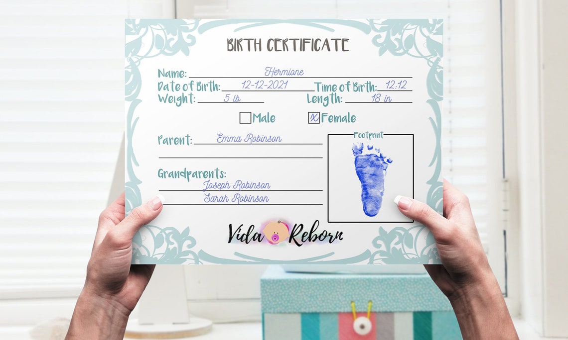 Reborn Baby Doll Birth Certificate Print and Fill In Etsy
