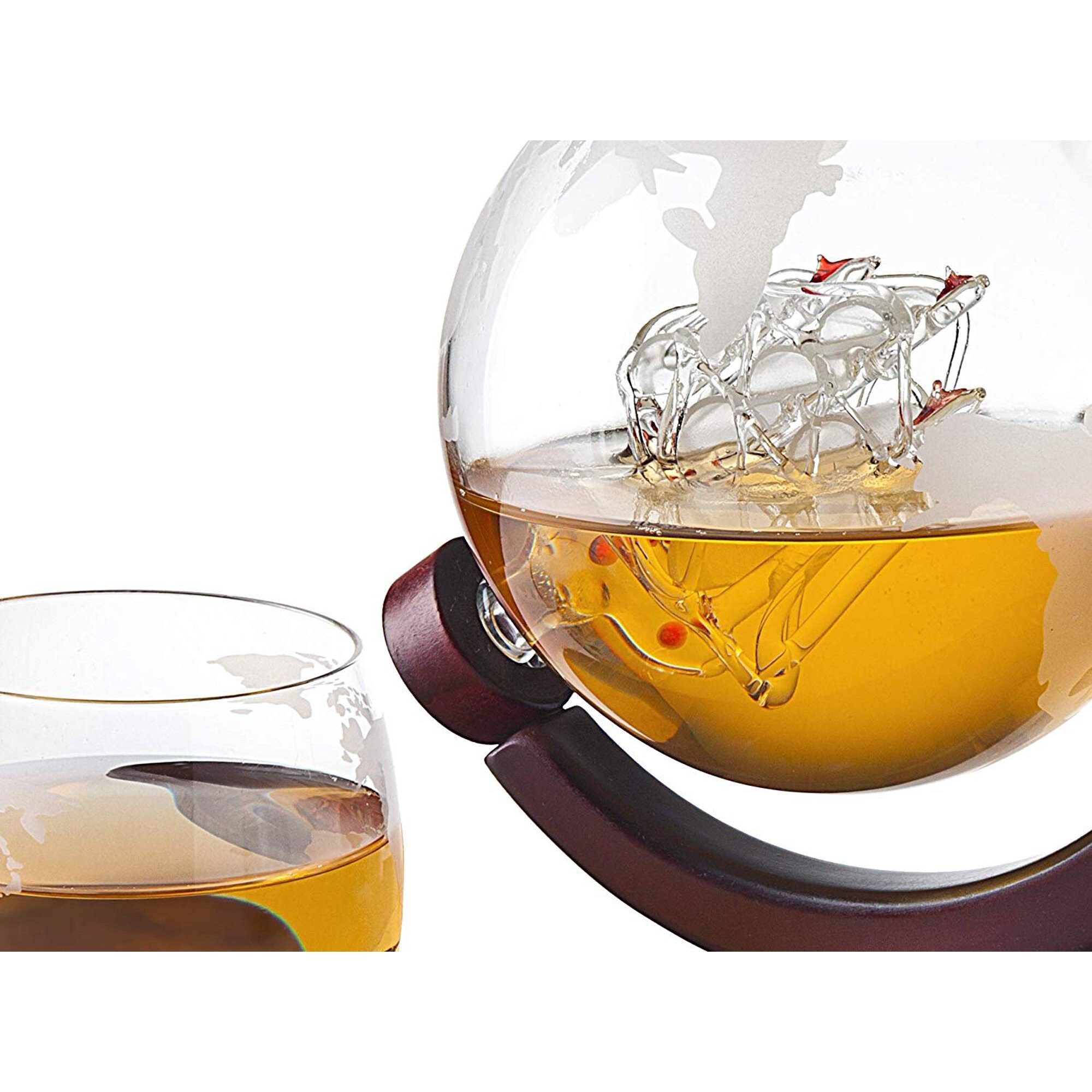 Etched World Decanter Whiskey Globe Whiskey Gift Set Globe Etsy