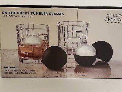 Godinger Old Fashioned Whiskey Glasses and Ice Ball Sphere Mold Whiskey  Chilling Set - Dublin Collection, Set of 2