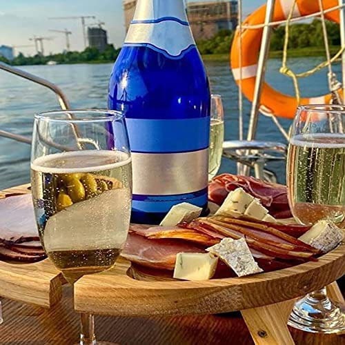 Wooden Outdoor Folding Picnic Table With Wine Glass Holder Etsy