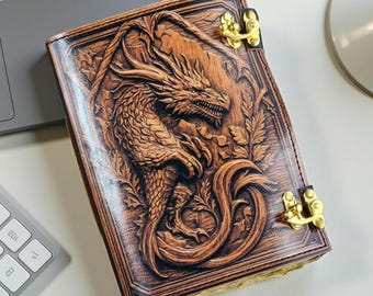 ハンドメイドドラゴンレザージャーナル｜ファンタジーグリモア、中世のスケッチブック