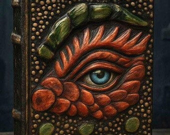 Cuaderno de cuero con dragón en relieve 3D, grimorio gótico vintage hecho a mano, cuaderno de D&D