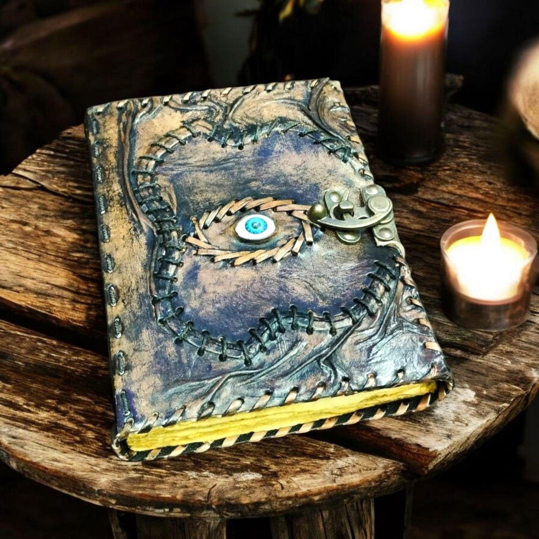 Evil Eye Leather Journal Notebook Sketchbook Vintage Antique Deckle ...
