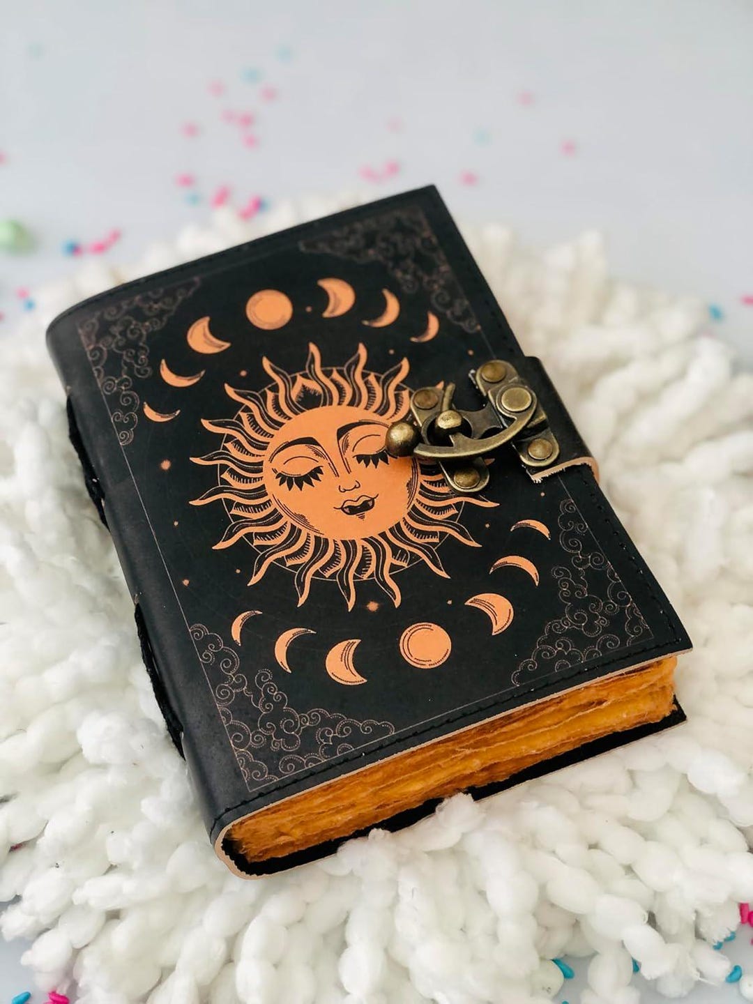 Vintage Sun & Moon Leather Journal Diary Leather Journal With Lock ...
