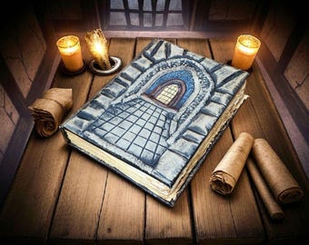 Handmade Leather Journal: Embossed Castle Door Grimoire Sketchbook