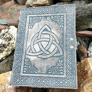 Leather Journal TRIQUETRA knot journal, Trinity celtic knot Leather Diary, Book of Shadows, Notebook, Grimoire Spell Book, Sketchbook,