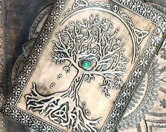 Tree Of Life Leather Journal: Handmade Grimoire Sketchbook (600 Pages)