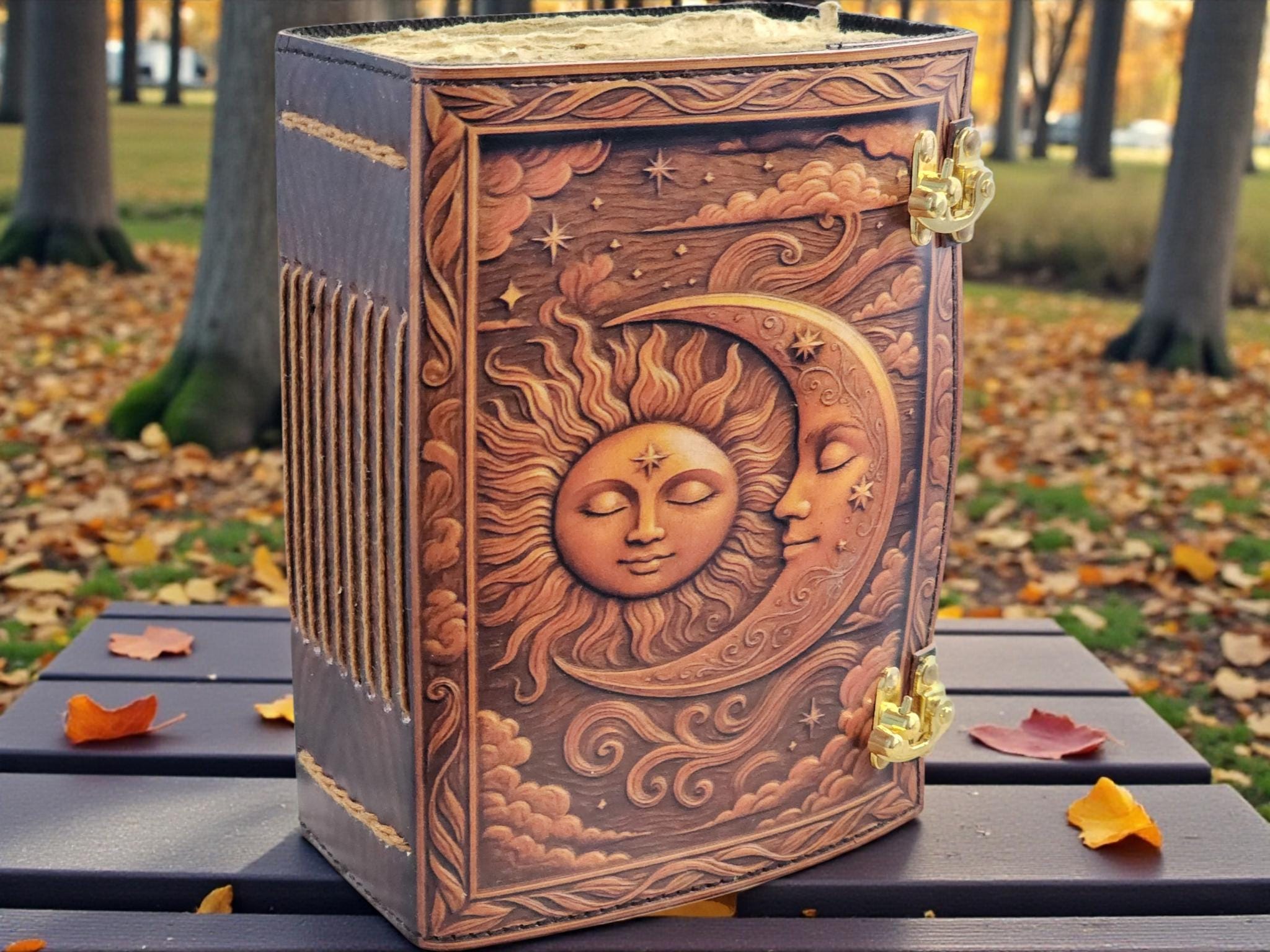Handmade Leather Sun & Moon Grimoire – Celestial Book of Shadows - Etsy