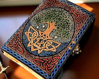 Handmade Tree of Life Leather Journal: Celtic Embossed, Refillable