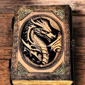 Handgenähtes Lederdrachenbuch A4: Vintage Grimoire, Rollenspiel Notizbuch
