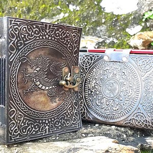 Antique Dragon handmade leather journal handbound Journal/Notebook/Sketchbook/Personal Diary/DND Retro Notebook/Grimoire journal/Witch craft