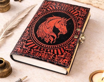 Unicorn Embossed Leather Journal: Handmade Travel Diary sketchbook journal