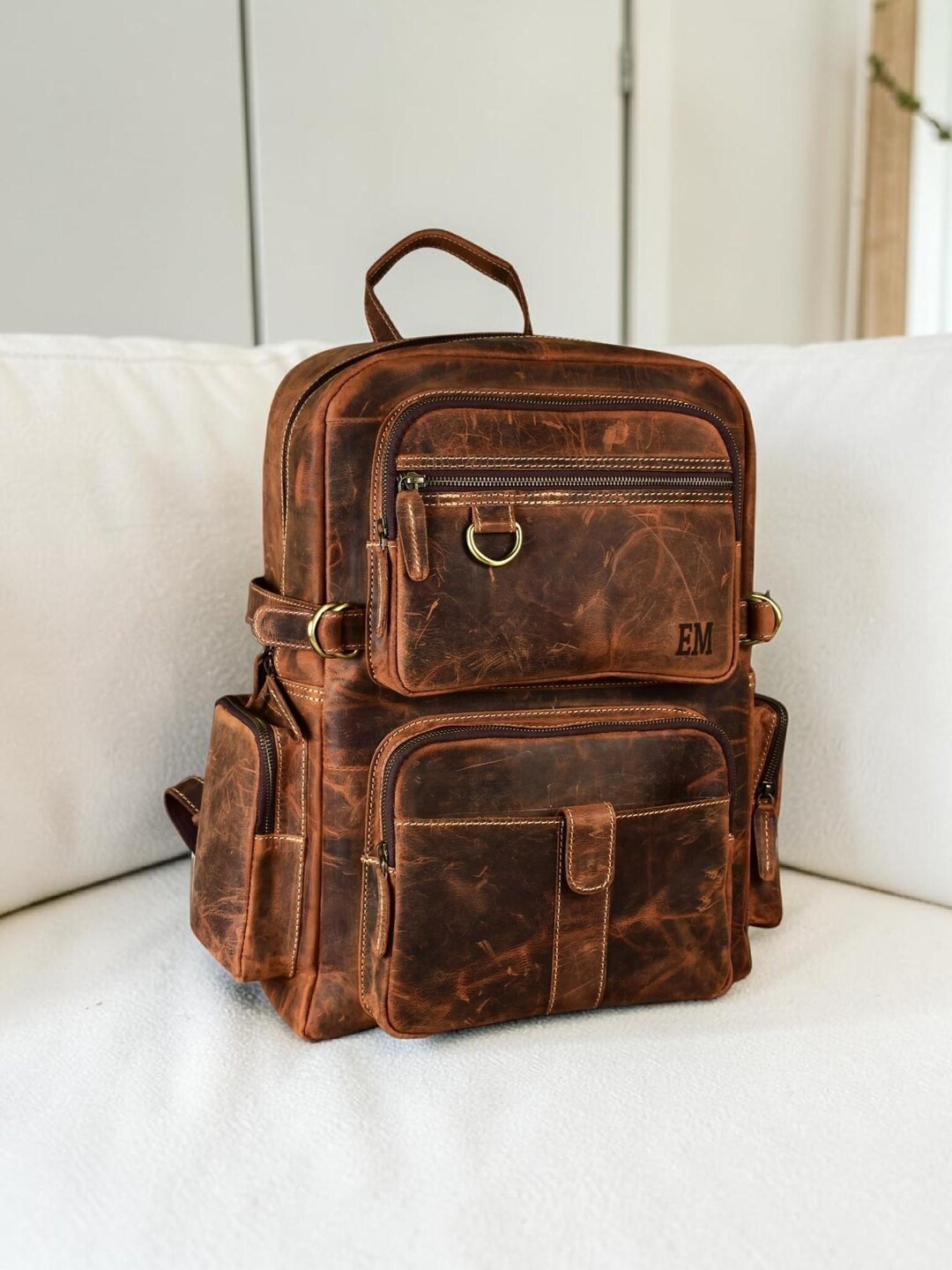 Abc Handmade Rucksack Handmade Full Grain Leather Backpack: Personalized Vintage Travel ...