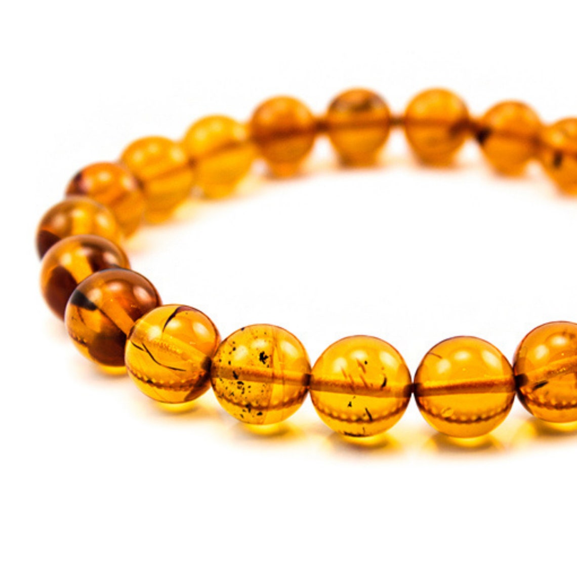Amber Bead Bracelet Round Genuine Natural Baltic Handmade Etsy