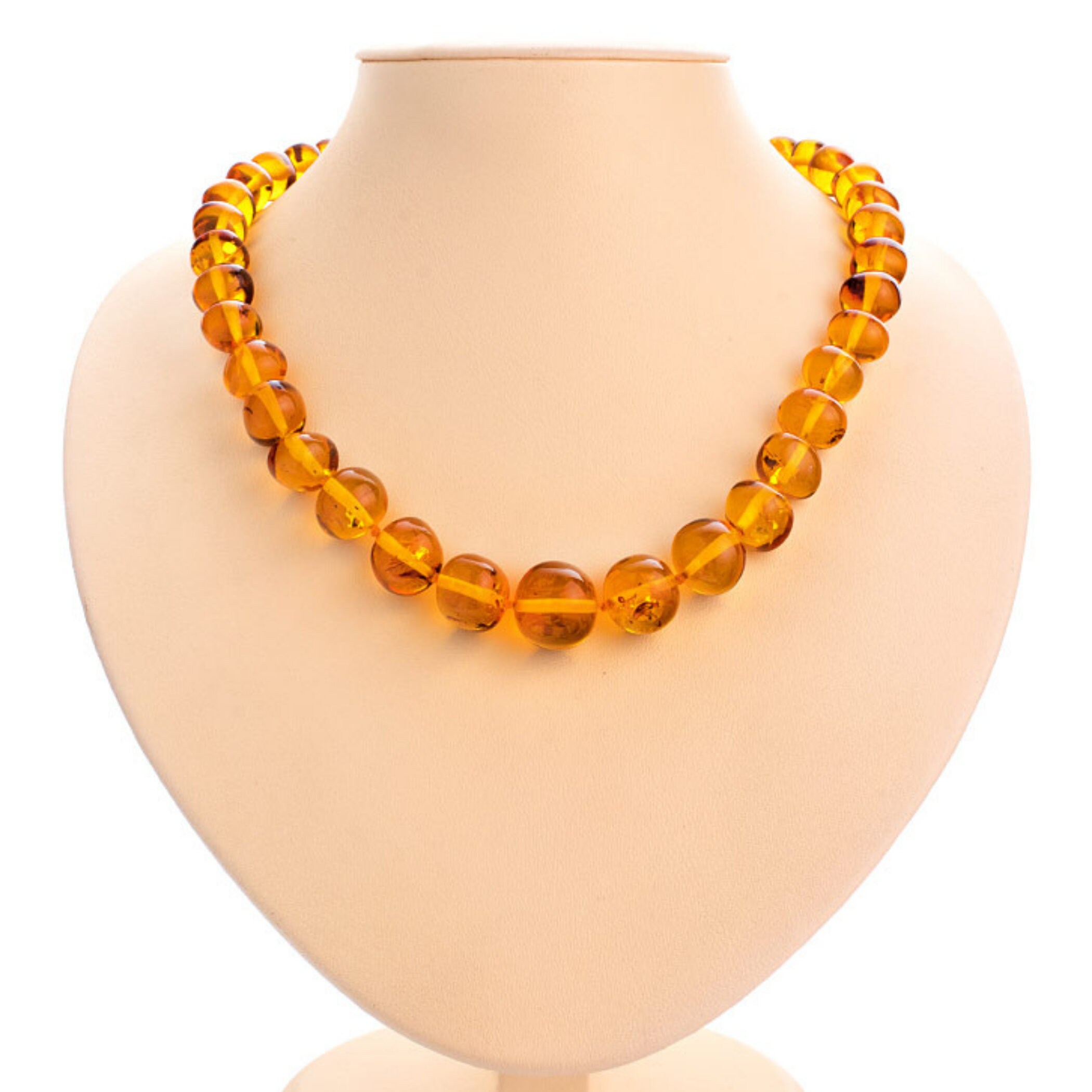 Amber Necklace Beads Round Shape Polished Genuine Natural Etsy