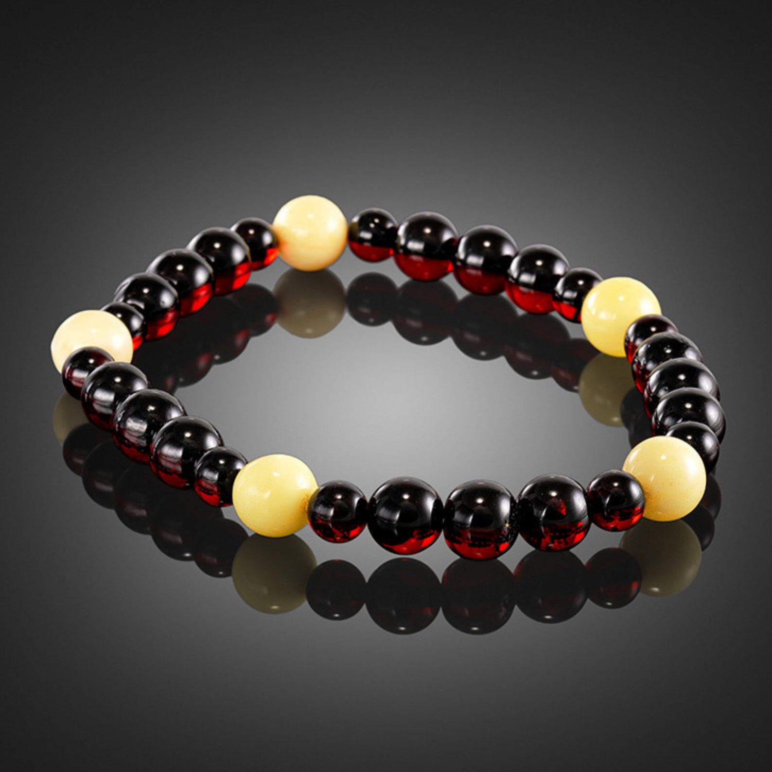 Amber Bead Bracelet Round Genuine Natural Baltic Handmade Etsy