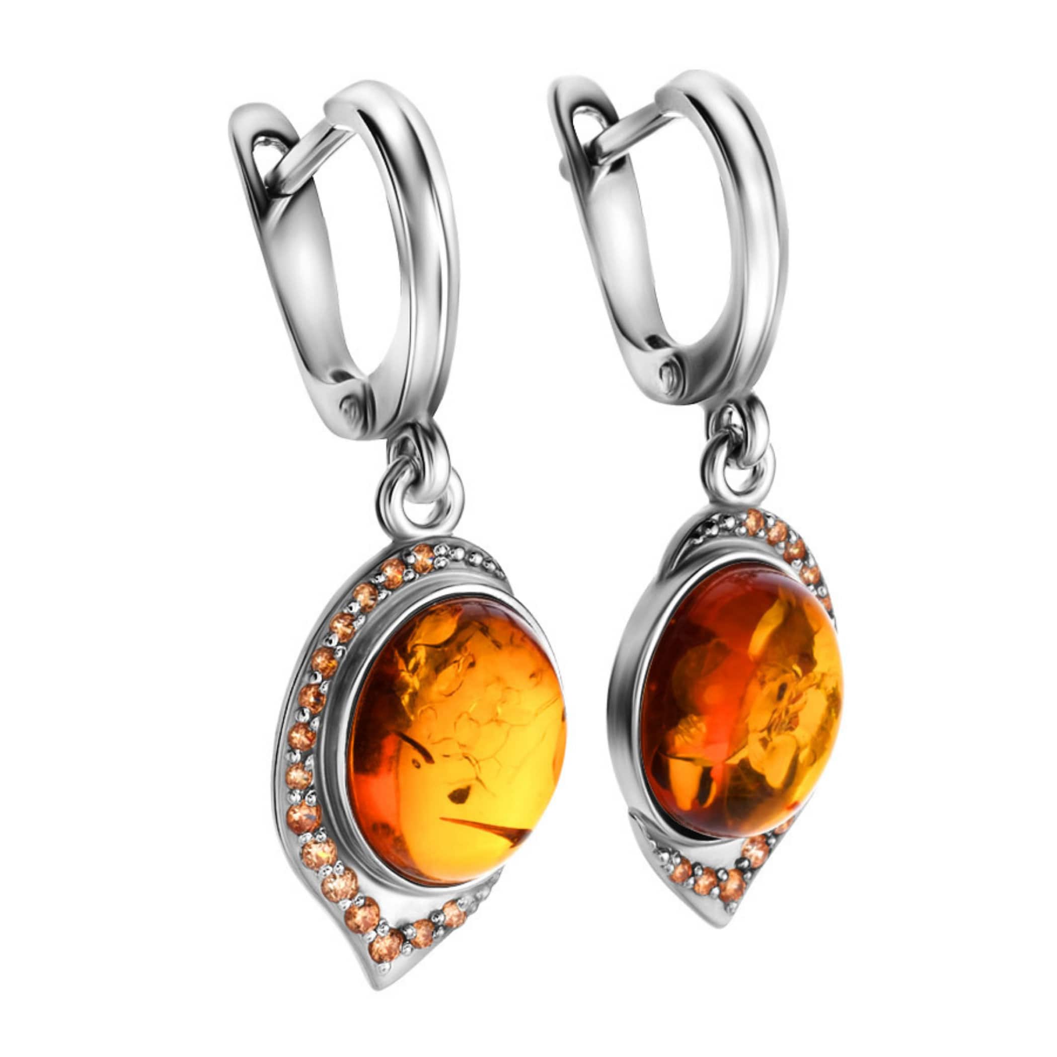 Earrings Silver with Genuine Amber 925 Sterling Silver Etsy
