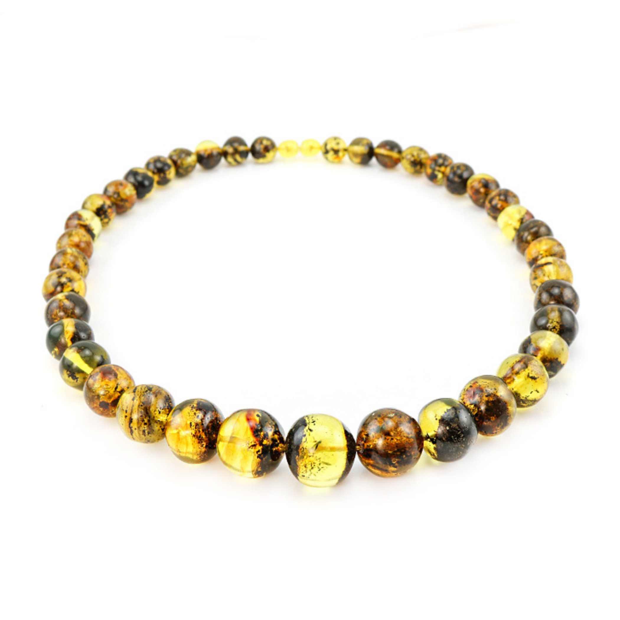 Amber Necklace Beads Round Shape Polished Genuine Natural Etsy