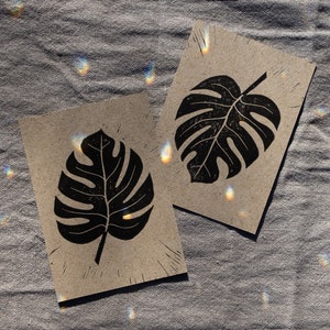 Monstera - carte postale imprimée lino