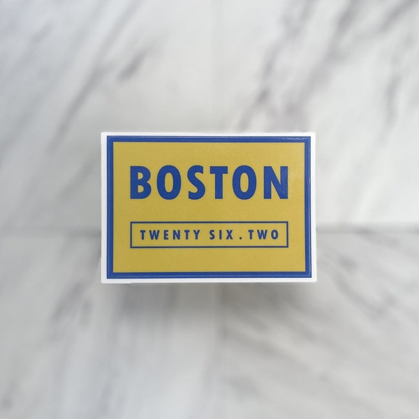 Boston Twenty Six Point Two Running Sticker, 3in Blue and Yellow Marathon Runner Sticker, Waterproof Marathon Running Sticker