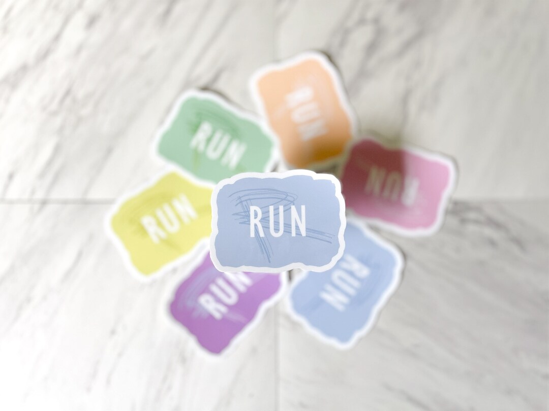 Light Blue RUN Sticker, Minimalistic Waterproof Running Sticker ...