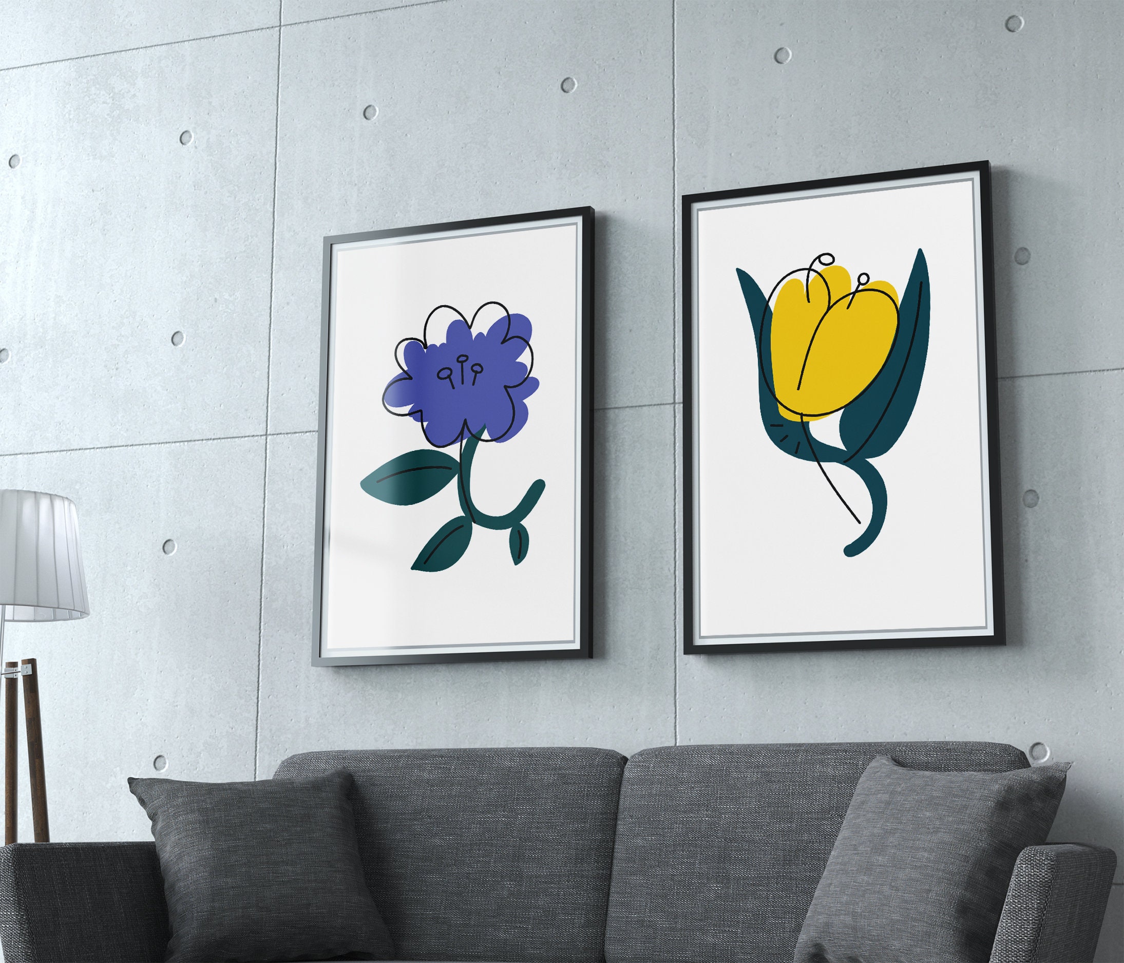 Wall art set of 3 botanical large botanical wall art | Etsy