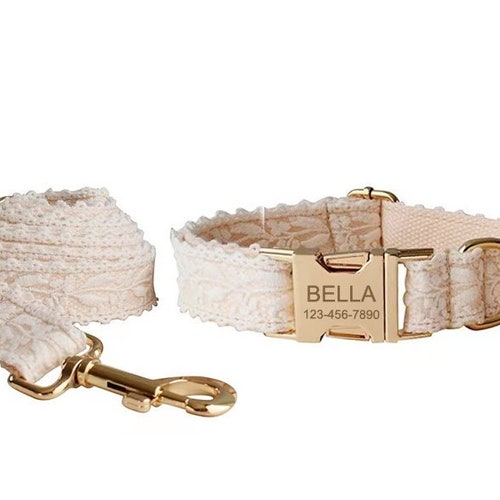 Multiple Colour Velvet Personalise Dog Collar Leash Set With Etsy Canada