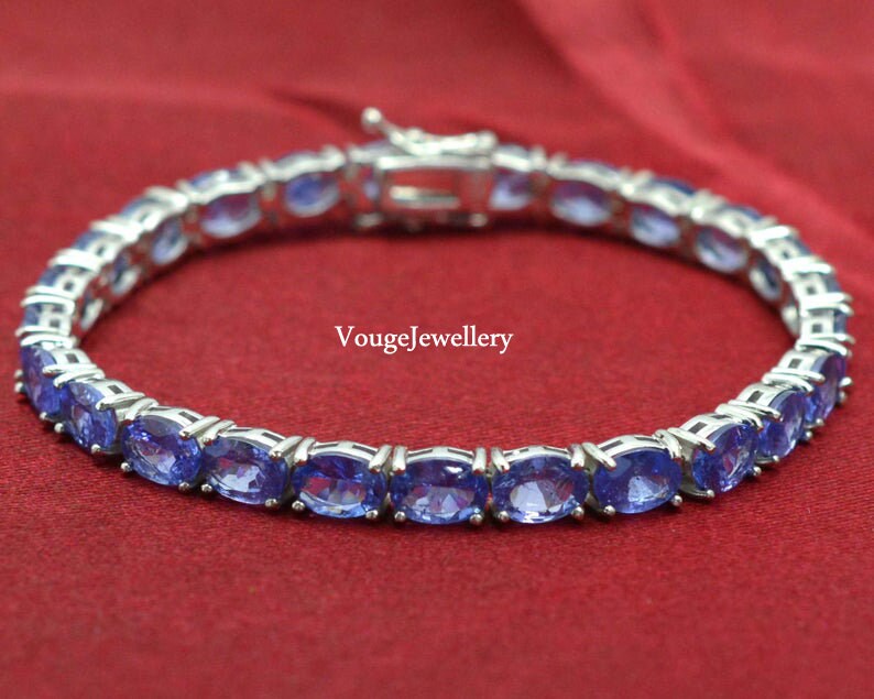 Tanzanite Bracelet 7x5 MM Tanzanite Gemstone Bracelet Etsy