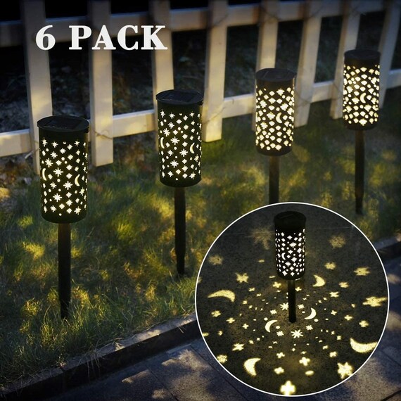 6Pcs Solar Pathway Lights Outdoor Decor Garden Solar Lantern Landscape LED Lamp 