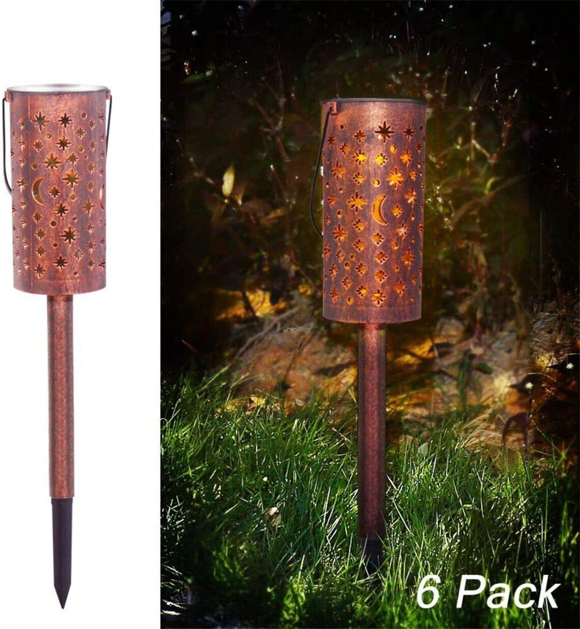 6Pcs Solar Light Stake Outdoor Decor Waterproof Garden Moon Etsy