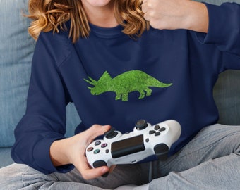 High-quality sweater for children "Triceratops on the meadow": Original design for little dinosaur friends - Kids Organic Sweatshirt