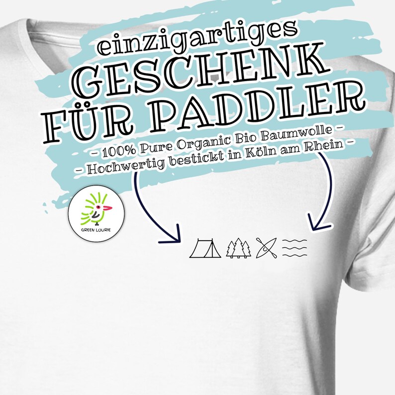 Herren T-Shirt PADDELN im Minimal Design - 100% Organic Bio Baumwolle - für Kanu, Kajak, Canadier, Camping, Zelten, Natur, Lieblingsstück!