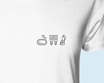 Herren T-Shirt TAUCHEN im Minimal Design - 100% Organic Bio Baumwolle – Geschenk zum Geburtstag, Schnorcheln, Scuba, Meer, Tauchurlaub