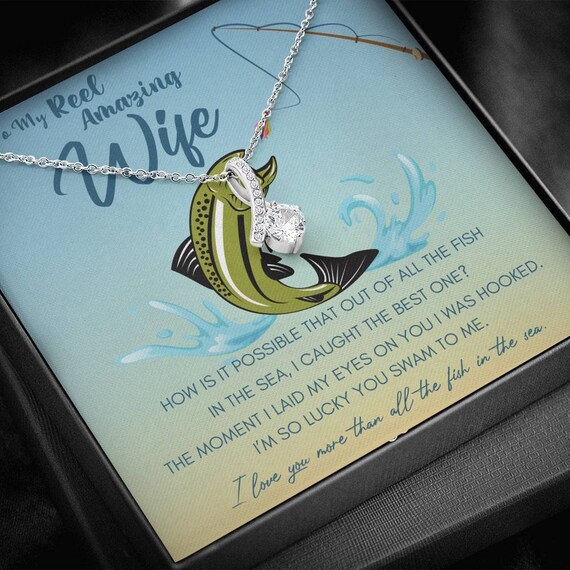 To My Wife Necklace, Fishing Necklace, Fisherman Wife Gifts, Wife