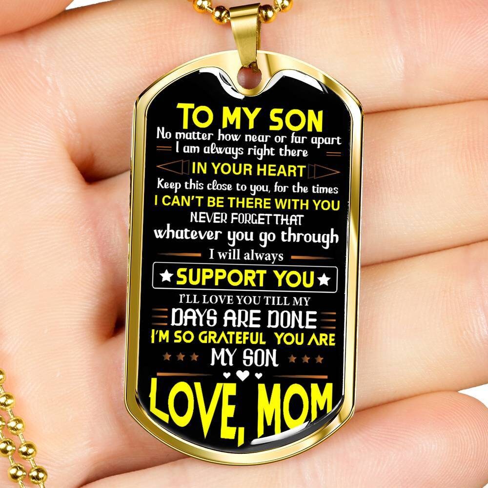To My Son Gift L From Mom Mother Son Dog Tag Necklace Birthday