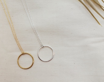 Silver Circle Hoop Necklace Gold Hoop Pendant Circle Necklace Eternity Necklace Minimalist Jewelry, valentines day, girlfriend,for gift mom