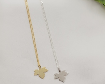 Maple Leaf Necklace Gold Plated Sterling Silver Minimalist Necklace Tiny Pendant Dainty Jewelry Anniversary Gift Bridal Jewelry, valentine