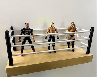 Wrestling Ring Floating Shelf – Action Figure Display | Custom Handmade American Poplar Shelf